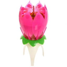 Цена за 5 шт. Свеча для торта раскрывающийся цветок "Салют" (8 свечей), Розовый