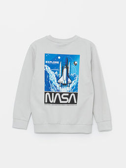 Bisiklet Yaka Bask?l? Erkek ?ocuk Sweatshirt