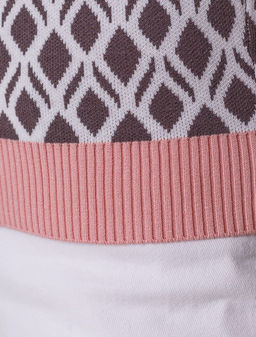 Джемпер с коротким рукавом жаккардовой вязки с принтом ромб