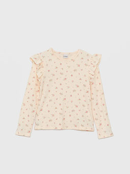 Bisiklet Yaka Desenli Uzun Kollu K?z ?ocuk Ti??rt