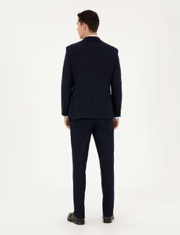 Lacivert Slim Fit _izgili Tak_m Elbise