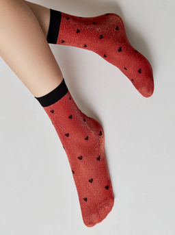 Цена за 2 пары. Носки Классические CONTE FANTASY Сияющие носки с объемными рисунками Hearts gold-rosso