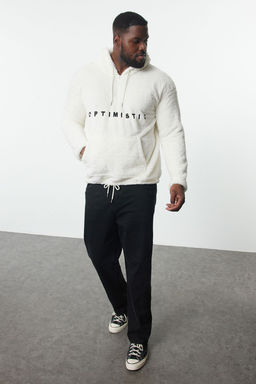 TRENDYOL MAN Ekru Buyuk Beden Oversize/Genis Kesim Kal?n Pelus Sweatshirt TMNAW25AO00024 - Trendyolmilla фото 2