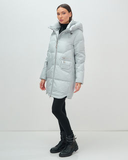 Куртка зимняя женская с капюшоном модная голубого цвета 3193Gl - Visdeer фото 17