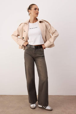 Kahverengi Yuksek Bel Wide Leg Jeans TWOAW26JE00257