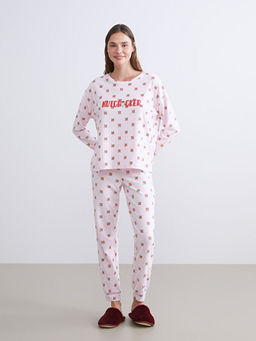 Bisiklet Yaka Y?lba?? Temal? Kad?n Pijama Tak?m?