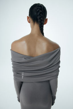 Vestido off-the-shoulder con escote vuelto - H&m фото 4