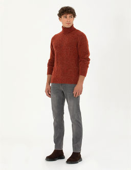 Kiremit Regular Fit Bal_k__ Yaka Y_n Kar___ml_ Triko Kazak - Pierre cardin фото 4