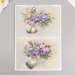 Набор декупажных карт 5 шт «Букет на Пасху», 45 г/м2, формат А4