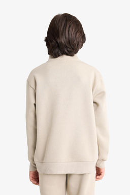 Yar_m Fermuarl_ __i Yumu_ak T_yl_ Bask_l_ Sweatshirt Erkek _ocuk - Defacto фото 6