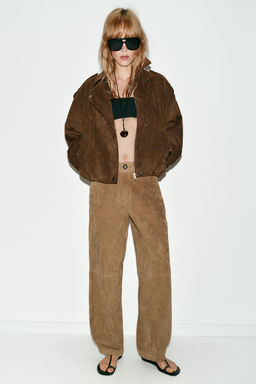 OVERSIZE FAUX SUEDE BIKER JACKET - Zara фото 10