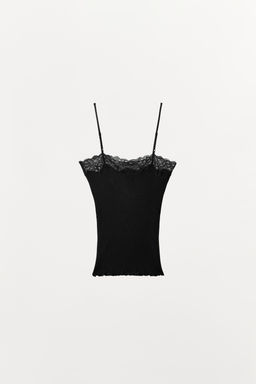 TOP RIB ENCAJE / Negro