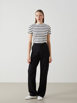 Bisiklet Yaka ?izgili Kad?n Ti??rt