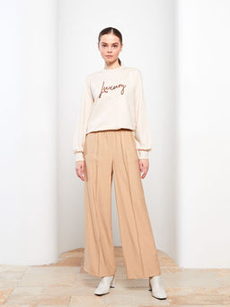 Kad?n Beli Lastikli Rahat Kal?p D?z Pantolon