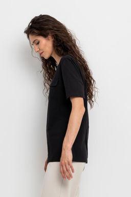 Футболка женская Very Neat ЕВТ 3201 темный черный из хлопка  фото 3