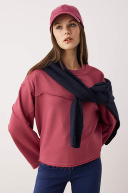 Ac?k Sar? Kal?n Sardonsuz Ispanyol Kol Dikis Detayl? Relaxed Orme Sweatshirt TWOAW26SW00110 - Trendyolmilla фото 5