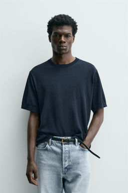 CAMISETA PUNTO LIGERO ALGOD?N / Marino - Zara фото 2