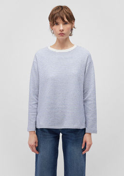 Uzun Kollu Mavi Cizgili Tisort  фото 3