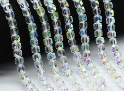 Бусины из циркона кубик гр.6*6мм цв.хрусталь хамелеон, 38см, 63 бусины Радуга камня