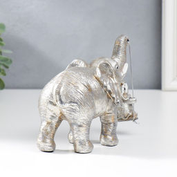 Фигурка полистоун «Слон качает слонёнка на качелях», под серебро, 14.5×8×18 см