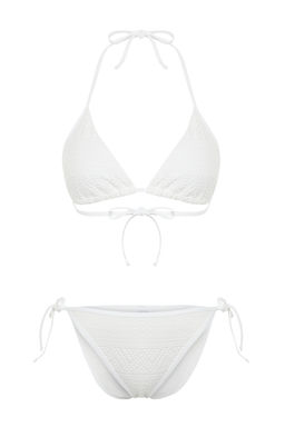 TRENDYOLMILLA Siyah Ucgen Baglamal? Dokulu Regular Bikini Tak?m? TBESS24BT00024 фото 10