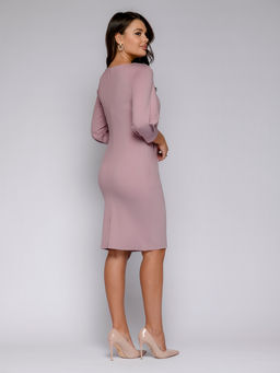 Платье розовое длины мини с пышными рукавами - 1001dress фото 6