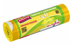 Avikomp Пакеты для мусора, 60л*10шт, ПОЛОСАТИКИ, с завязками, ПСД, в Рулоне, фиолетовый/желтый