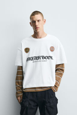 T-SHIRT WITH CONTRAST PRINTS - Zara фото 2
