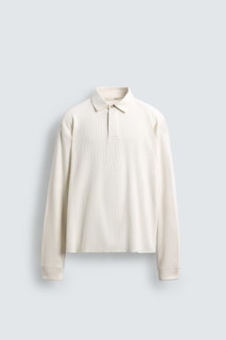 CONTRAST WAFFLE-KNIT RUGBY POLO SHIRT - Zara фото 7