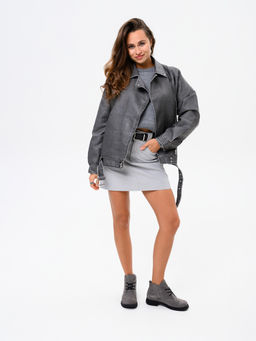 Ботинки 308.патрицияbl.Серый замок замша/байка