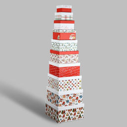 Набор новогодних подарочных коробок 10 в 1 Уютный Новый год, 10?10?628?28?15 см