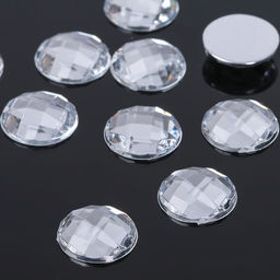 Цена за 2 шт. Стразы плоские клеевые (набор 10 шт.), 14 мм, цвет белый