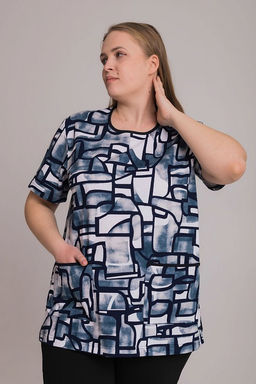 Футболка М30081Всб синий/белый - Елена фото 4