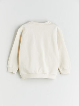 Bisiklet Yaka Bask?l? Erkek ?ocuk Sweatshirt