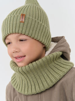 Снуд из смесовой шерсти Шалфей вертикальная вязка