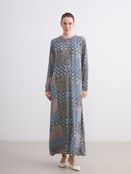 Bisiklet Yaka Desenli Elbise