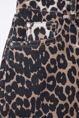 TRENDYOLMILLA Cok Renkli Animal Leopar Desenli Kahverengi Mini Denim Etek TWOSS25ET00044  фото 7