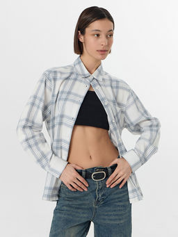 Рубашка женская серая в клетку