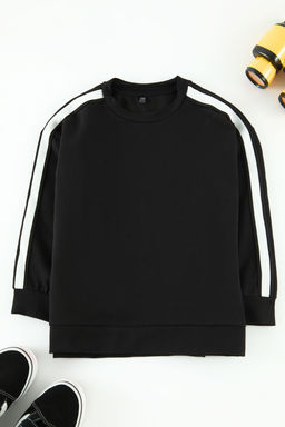 Siyah Erkek Cocuk Baba-Ogul Bask?l? Orme Mini Me Sweatshirt TKDAW25SW00064 - Trendyolmilla фото 2