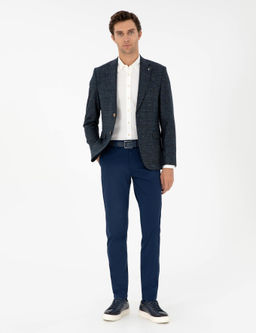 Темно-синие брюки узкого кроя из плотной ткани - Cacharel фото 3