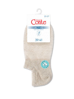 Цена за 2 пары .CONTE ACTIVE Короткие носки со льном и ажурным рисунком сетка бежевый - Conte elegant фото 3