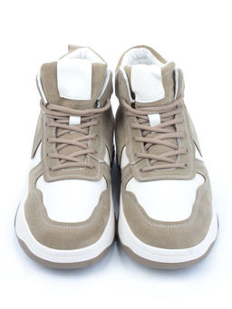 05-P83-2Z WHITE/BROWN Кроссовки женские зимние (натуральная и искусственная кожа, шерсть)