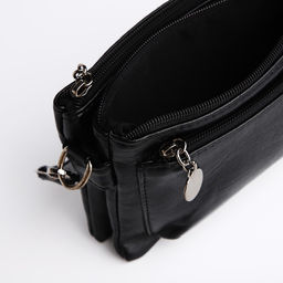 Сумка женская кросс-боди на молнии, 20.5×2×13 см, чёрная