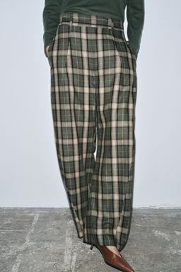 ZW COLLECTION CHECK TROUSERS WITH WOOL - Zara фото 2