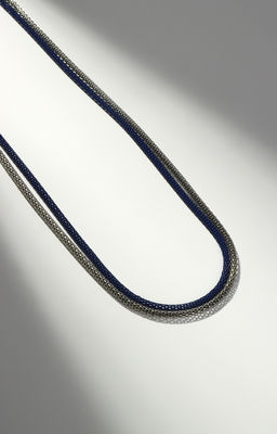 Бусы Трансформер 2 нити (несколько способов носки), цвет сине-серебряный, 118 см