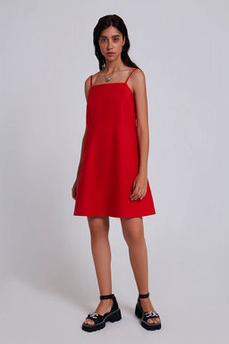 Алое хлопковое платье - Incity фото 4