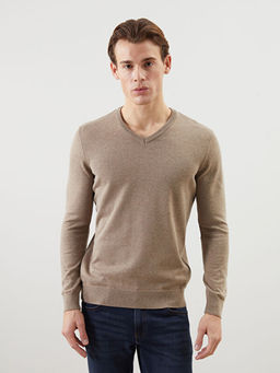 V Yaka Uzun Kollu Erkek Triko Kazak