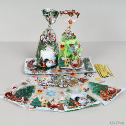 Пакет подарочный набор 50 штук 13х27 Новый год Дед мороз / YI1523-13 /уп 50/ - Галеонтрейд фото 2