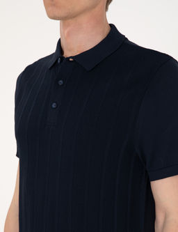 Lacivert Slim Fit Polo Yaka D__meli Triko Ti__rt