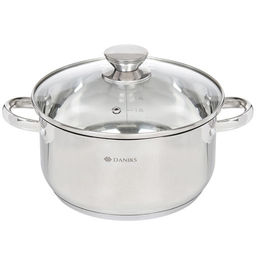 Кастрюля нерж ОПТИМА 5,4л со стекл р нерж/ручки индуция Daniks QS-S-24/GS-01201-24CA (332356)